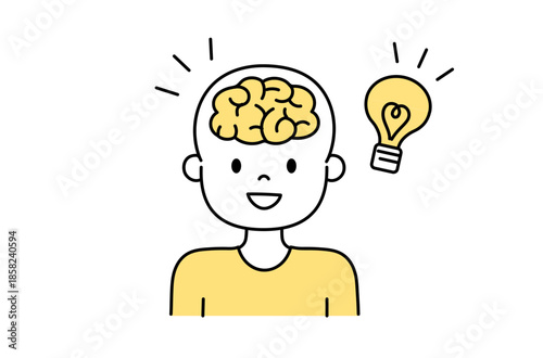 ひらめく脳のアイコンイラスト