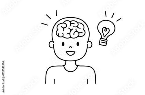 ひらめく脳のアイコンイラスト