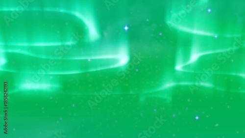 Animation of glowing blue aurora borealis and stars