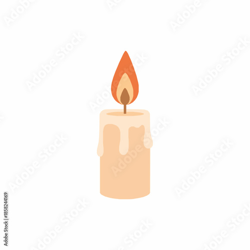 Burning Easter candle religious symbol flat vector illustration