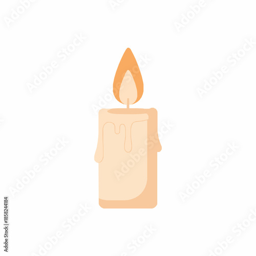 Cute burning candle Easter cartoon sticker flat vector icon