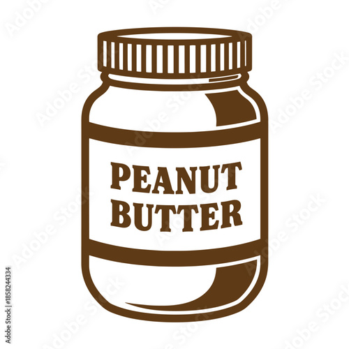 Vintage Peanut butter jar illustration with screw top lid and label isolated on white background
