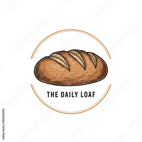 Artistic Illustration of a Freshly Baked Loaf of Bread with Rustic Slices and