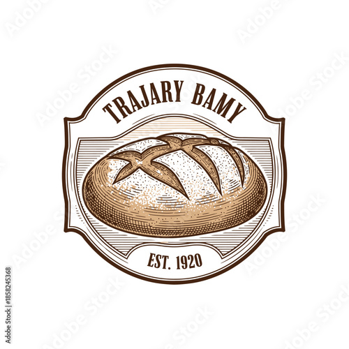 Elegant vintage bakery logo featuring freshly baked bread with classic design