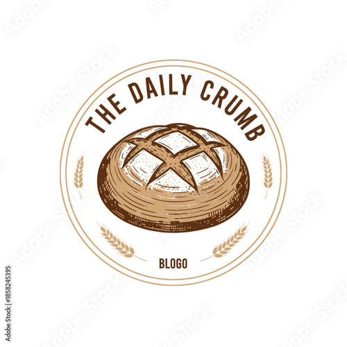Artisan bread badge logo design for bakery branding and packaging