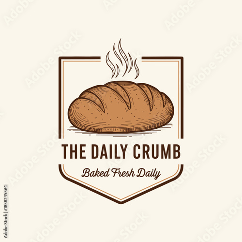 Artisan Bakery Logo Featuring Warm Bread Loaf and Steaming Aroma Minimalist