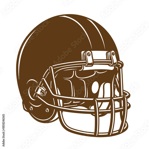 Vintage American football helmet with face guard and chin strap  sports equipment for player protection