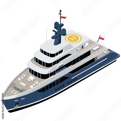 Luxury Yacht with Helicopter Landing Pad.