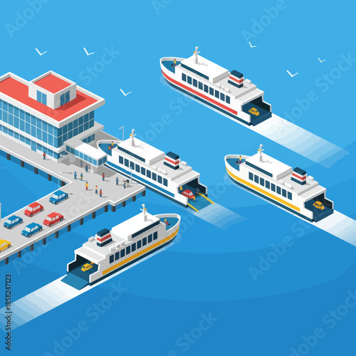 Ferry Boats Docked at Terminal Station.