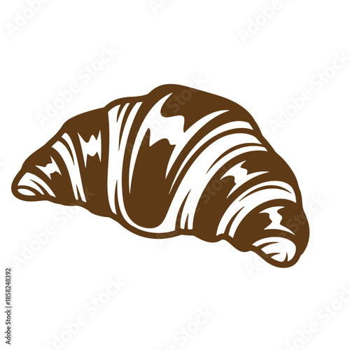 Vintage Brown croissant pastry illustration isolated on white background