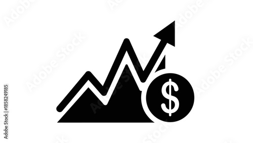 Financial Growth Chart with Dollar Symbol Icon.
