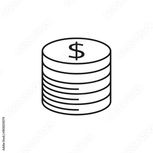 Minimalist Illustration of a Stacked Coin with Dollar Sign for Financial and Business Concepts