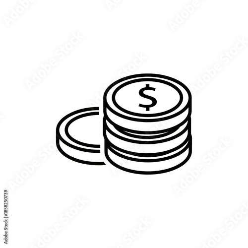 Minimalist Illustration of Stacked Coins with Dollar Sign for Financial and Budgeting Topics