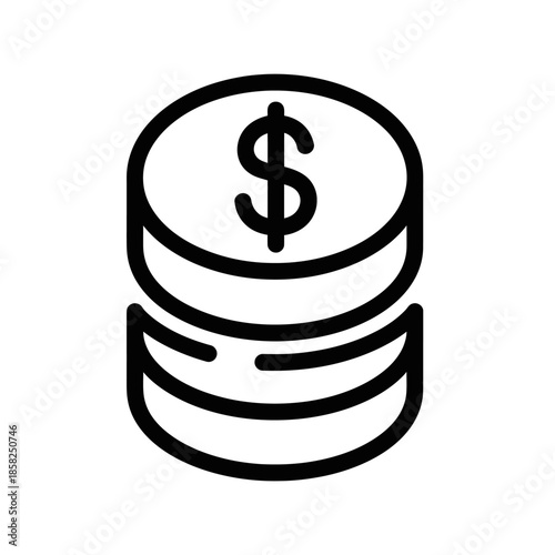 Minimalist Illustration of Stacked Coins with Dollar Sign for Financial Growth