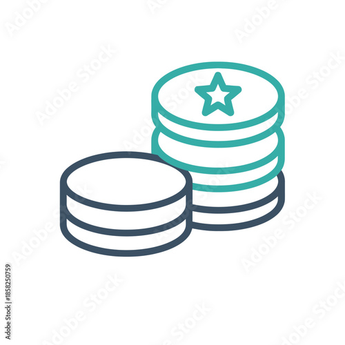 Minimalist Illustration of Stacked Coins with Star Emblem for Financial and Business Content