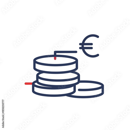 Minimalistic Illustration of Euro Currency Coins and Symbol for Financial Investment