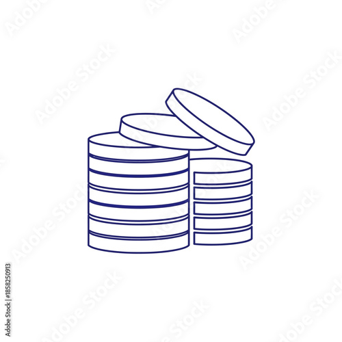 Minimalist Line Art Illustration of Stacked Coins for Financial Concepts