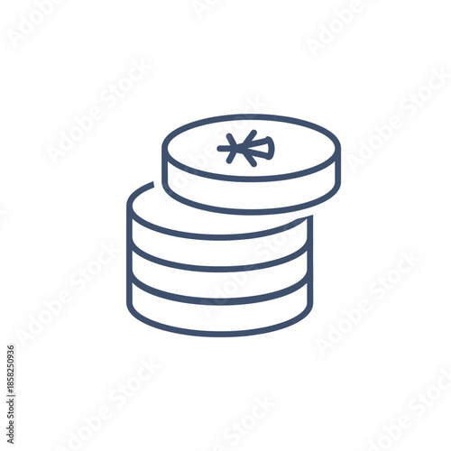Simple Line Art Illustration of Stacked Coins with a Money Symbol for Financial Concepts