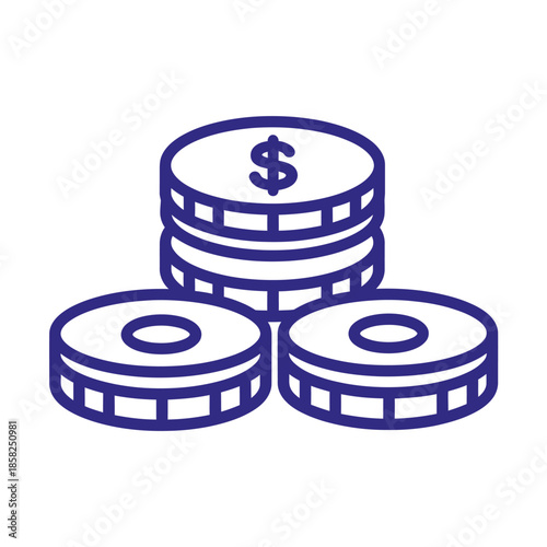 Simple Digital Illustration of Stacked Coins and Dollar Symbol for Financial Concepts