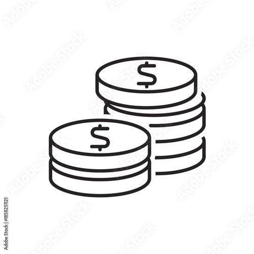 Simple Stack of Coins Icon For Financial and Business Concepts