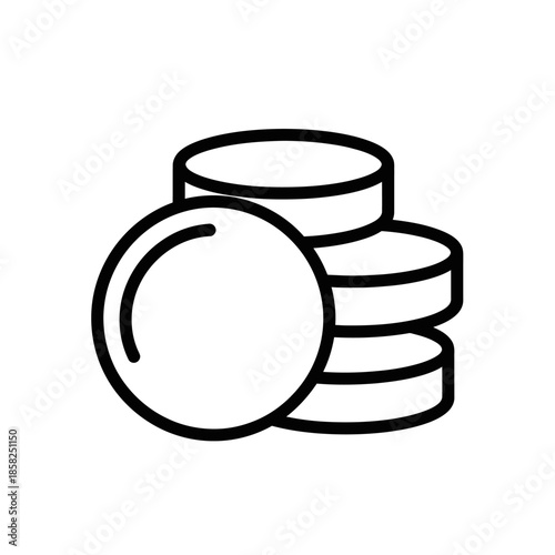 Simple Line Drawing of Coins Stack and Single Coin Illustration for Financial Concepts