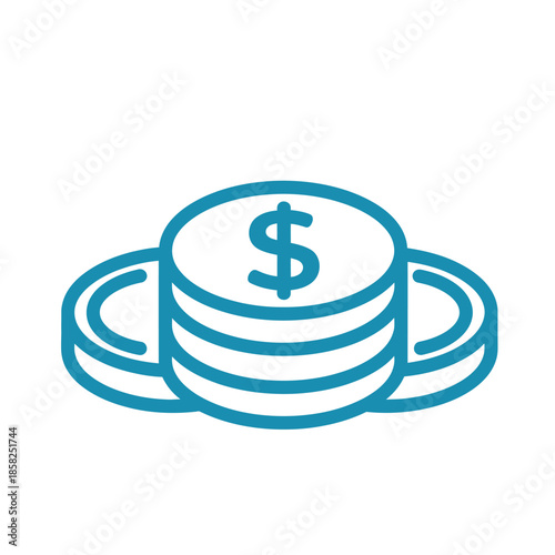 Stack of Coins with Dollar Sign for Financial Growth and Wealth Concept
