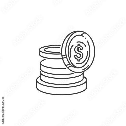 Stack of Coins with Dollar Sign for Financial Growth and Investment