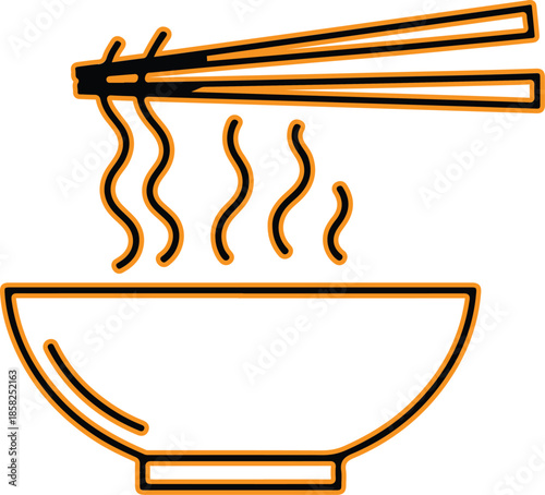 Steaming bowl of noodles Vector