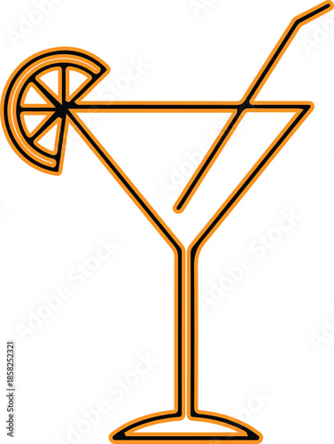 Classic cocktail with orange garnish Vector