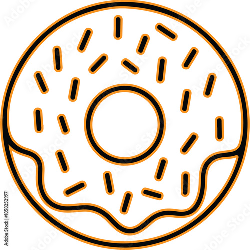 Delicious glazed donut with sprinkles Vector