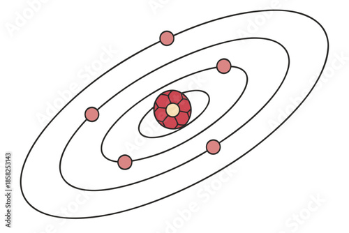 Orbiting Electron Around Atomic Nucleus Representing Fundamental Subatomic Particle Structure