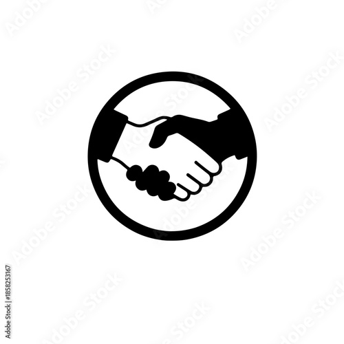 vector of two figures shaking hands without barriers. This icon represents human equality, brotherhood, and the elimination of social castes or status. A perfect symbol for harmony, peace