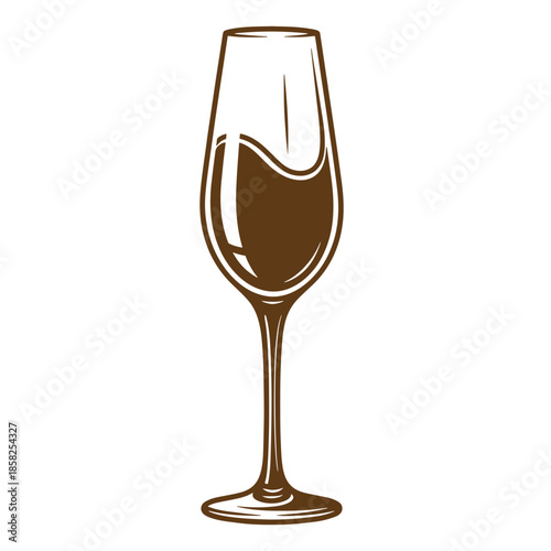 Vintage wine glass with brown liquid isolated on white background  drinkware for wine tasting