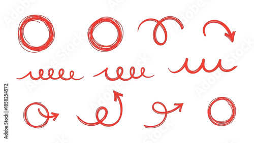 Playful Illustrations: An array of whimsical illustrations in a vibrant red hue that capture attention and add a touch of artistic flair to any project.