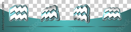 3d render icon set bundle style blue ice aquarius