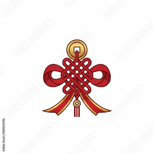Tibetan Buddhist Knot Endless Symbol Illustration.