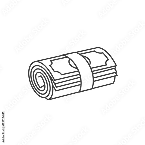 Close-Up of Rolled Bundle of Cash Banknotes for Financial Transactions and Wealth