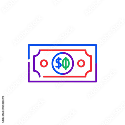 Colorful Digital Illustration of a Paycheck or Money Bill for Financial Concept