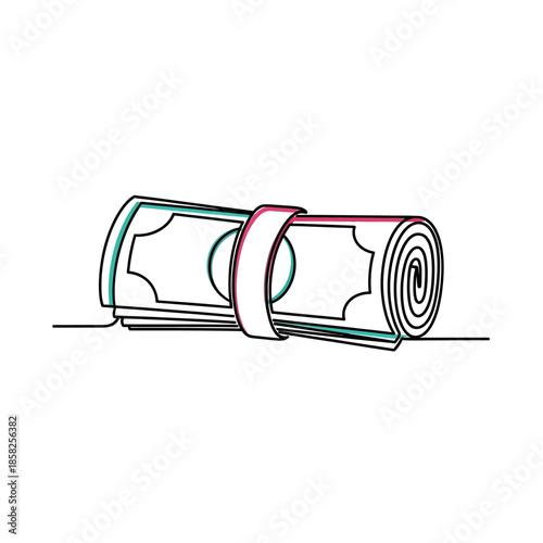 Creative Illustration of Rolled Dollar Bill with Rubber Band for Financial and Business Concepts