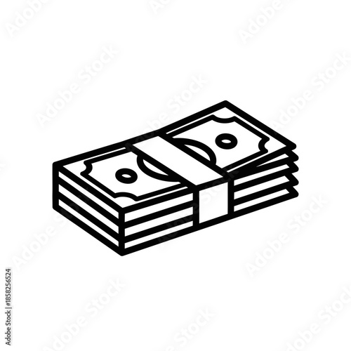 Icon of a Stack of Cash Banknotes for Financial and Business Concepts