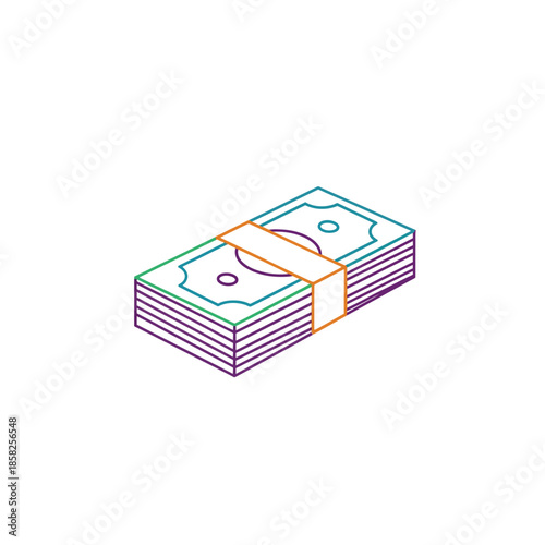 Illustration of a Stack of Cash with a Rubber Band for Financial Transactions