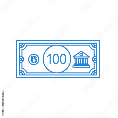Digital Illustration of Currency Note with Bank and Security Elements