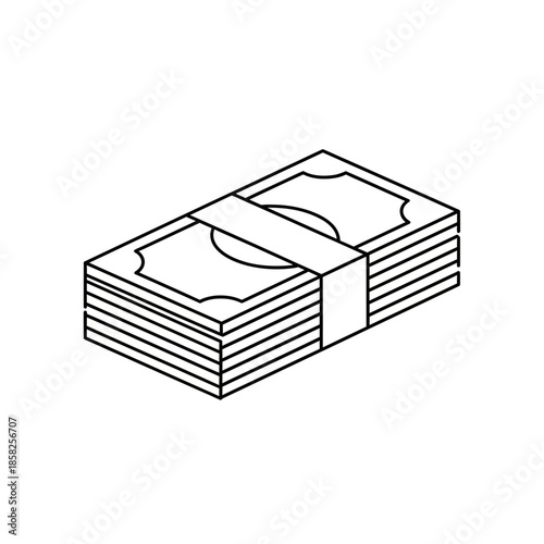 Illustration of a Stack of Money with a Band for Financial and Business Uses