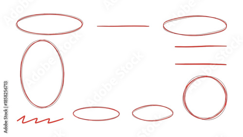 Conceptual Mind Map Elements: Abstract red hand-drawn elements, perfect for design, highlighting, and emphasizing key concepts. 