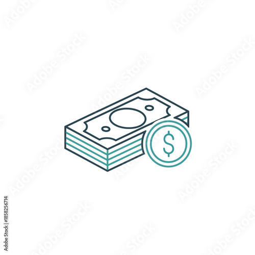 Financial Investment Concept with Cash and Coin Illustration for Business and Economy