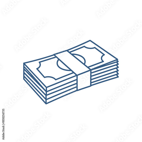 Illustration of a Stacked Bundle of Cash Money for Financial and Banking Concepts