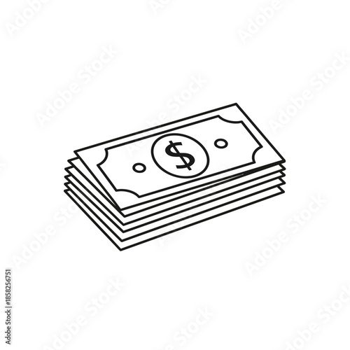 Illustration of a Stacked Dollar Bills on White Background for Financial and Economy Themes