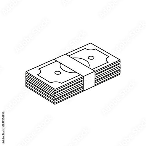 Illustration of a Stack of Banknotes for Financial or Money Concepts