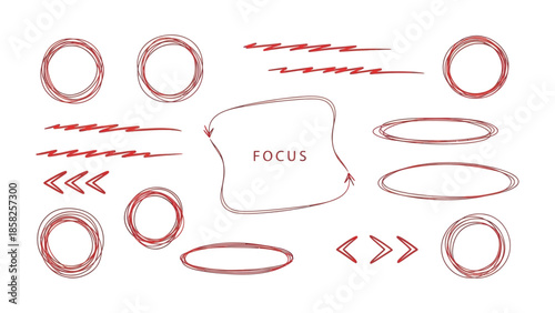 Abstract Scribble Focus: Abstract illustration featuring focus element, perfect for conveying concepts of clarity, and emphasis. It features circular and linear elements.