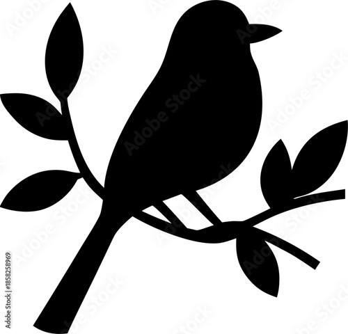 Bird on Branch Silhouette Vector – Minimal Wildlife Illustration